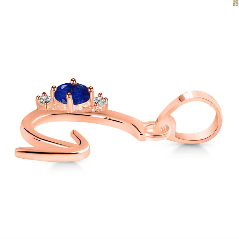 Lapis & White Topaz Alphabet G Pendant LLP-RDA-7.