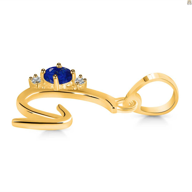 Lapis & White Topaz Alphabet G Pendant LLP-RDA-7.