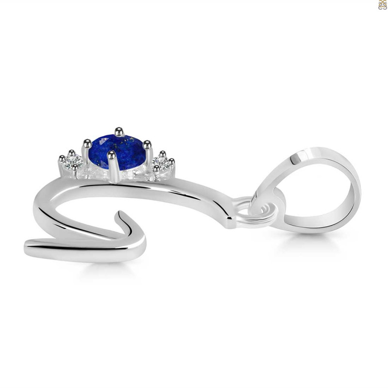 Lapis & White Topaz Alphabet G Pendant