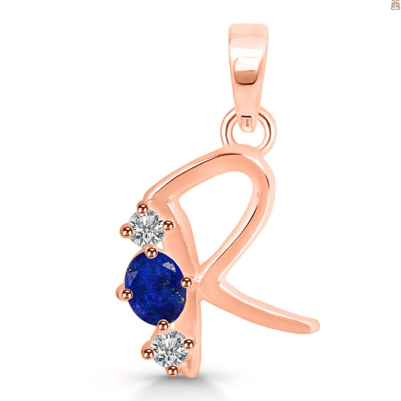 Lapis & White Topaz Alphabet R Pendant LLP-RDA-70.