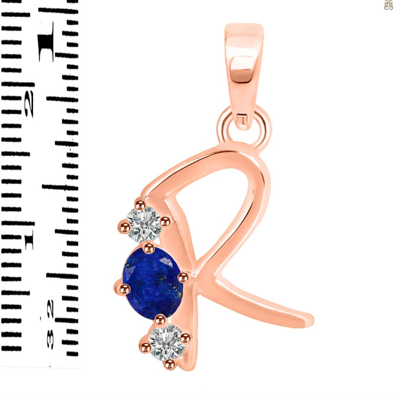 Lapis & White Topaz Alphabet R Pendant LLP-RDA-70.