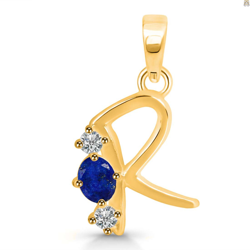 Lapis & White Topaz Alphabet R Pendant LLP-RDA-70.