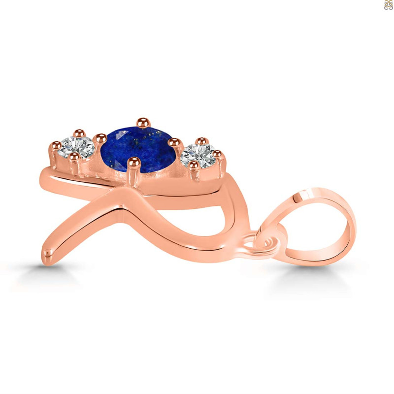 Lapis & White Topaz Alphabet R Pendant LLP-RDA-70.