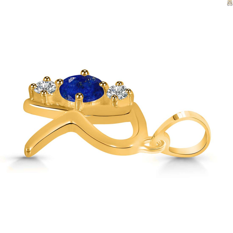 Lapis & White Topaz Alphabet R Pendant LLP-RDA-70.