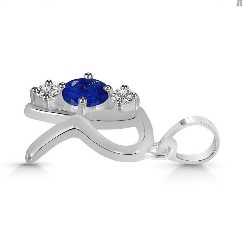 Lapis & White Topaz Alphabet R Pendant