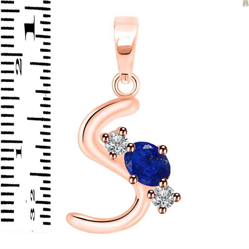 Lapis & White Topaz Alphabet S Pendant LLP-RDA-71.