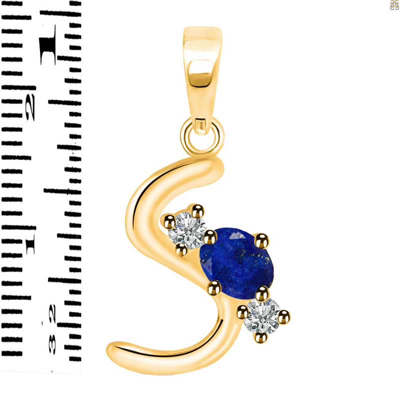 Lapis & White Topaz Alphabet S Pendant LLP-RDA-71.