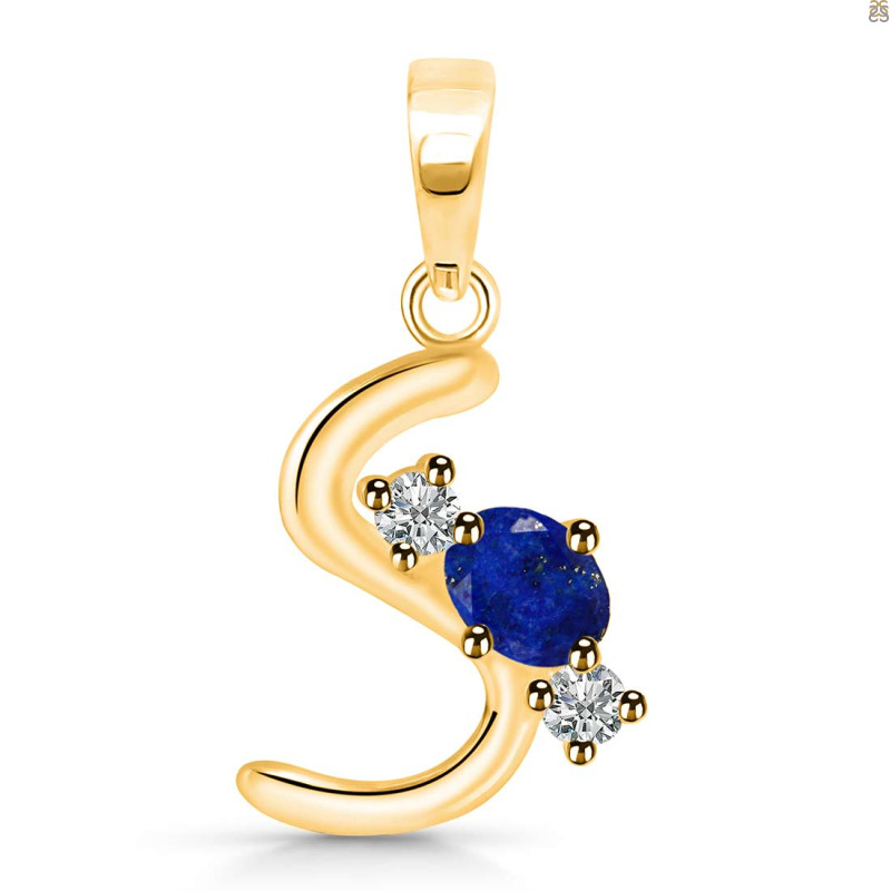 Lapis & White Topaz Alphabet S Pendant LLP-RDA-71.