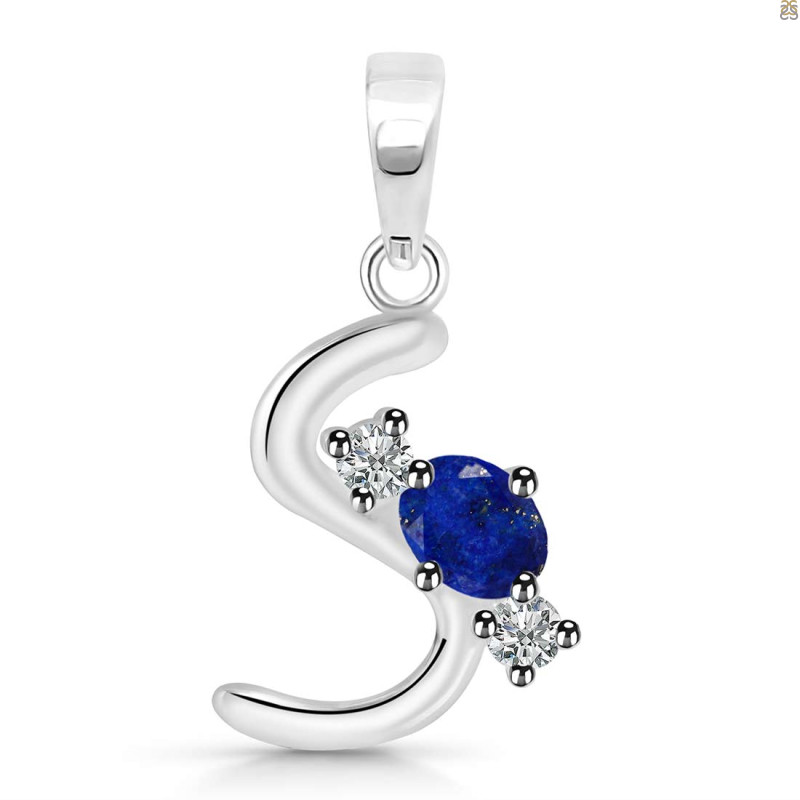 Lapis & White Topaz Alphabet S Pendant LLP-RDA-71.