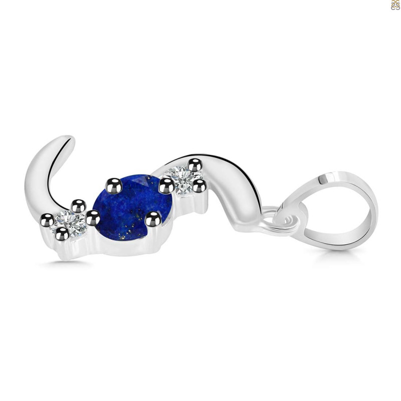 Lapis & White Topaz Alphabet S Pendant