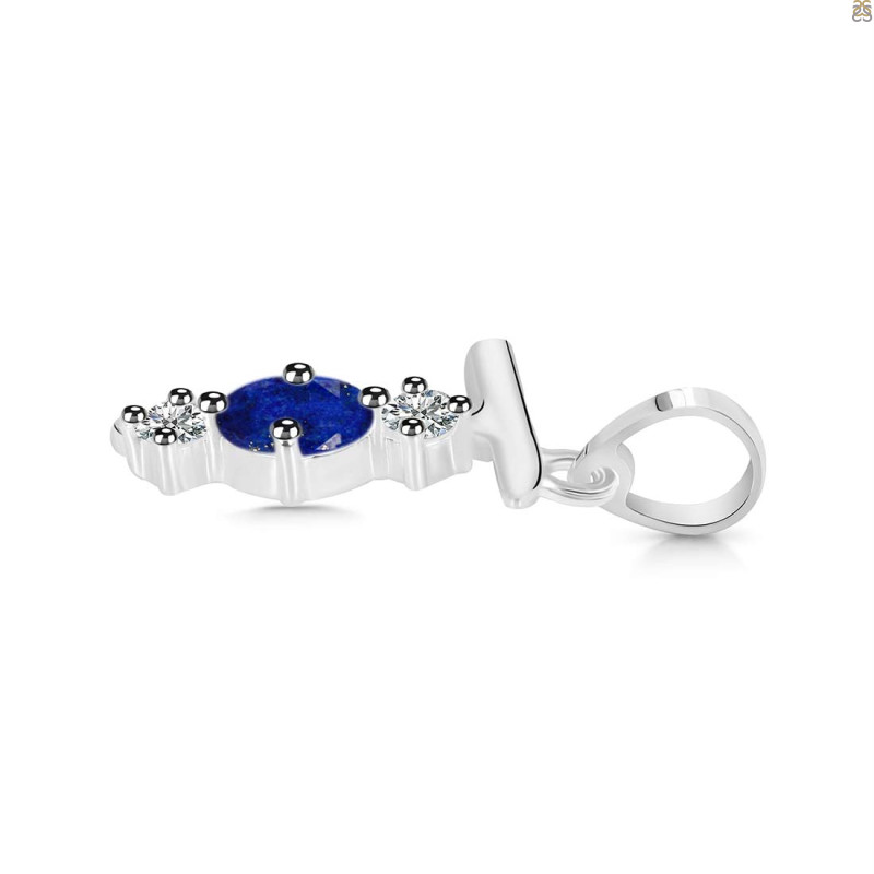 Lapis & White Topaz Alphabet T Pendant