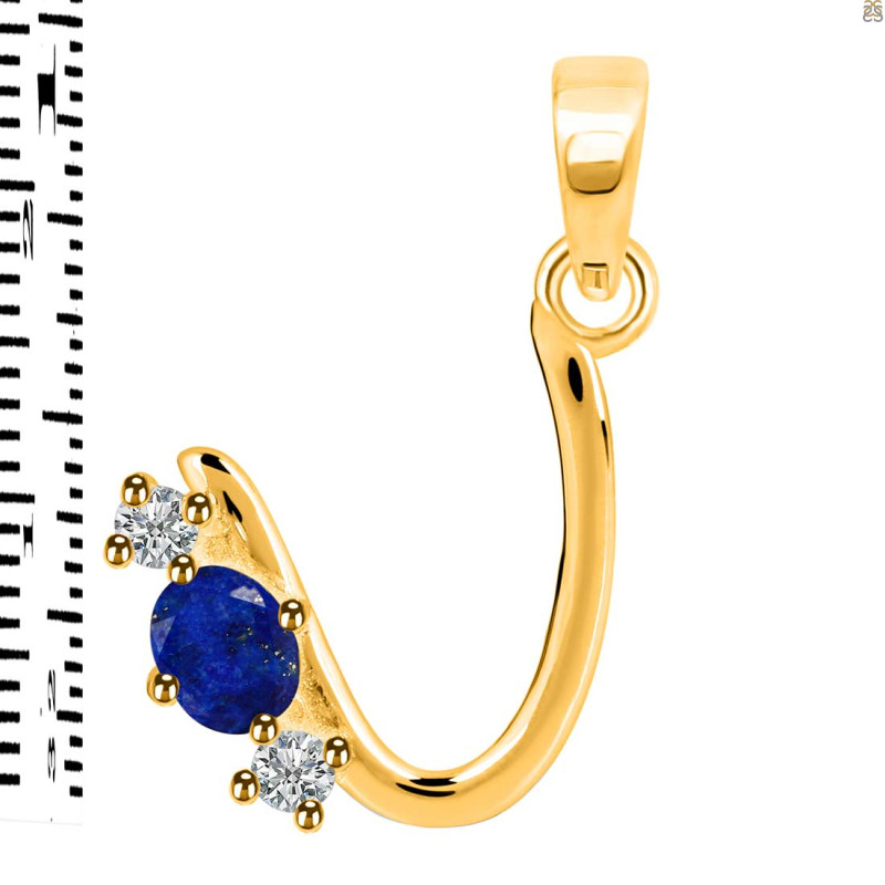 Lapis & White Topaz Alphabet U Pendant LLP-RDA-73.