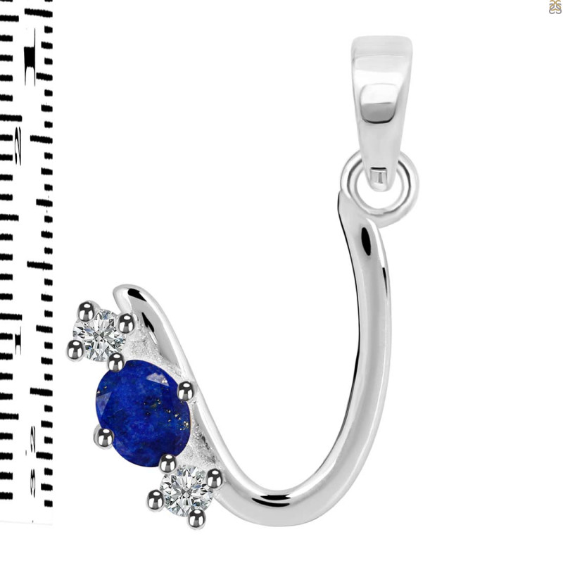 Lapis & White Topaz Alphabet U Pendant LLP-RDA-73.