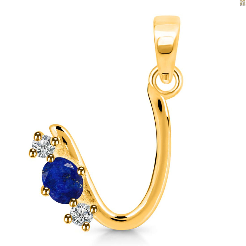 Lapis & White Topaz Alphabet U Pendant LLP-RDA-73.