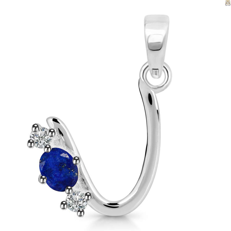 Lapis & White Topaz Alphabet U Pendant LLP-RDA-73.