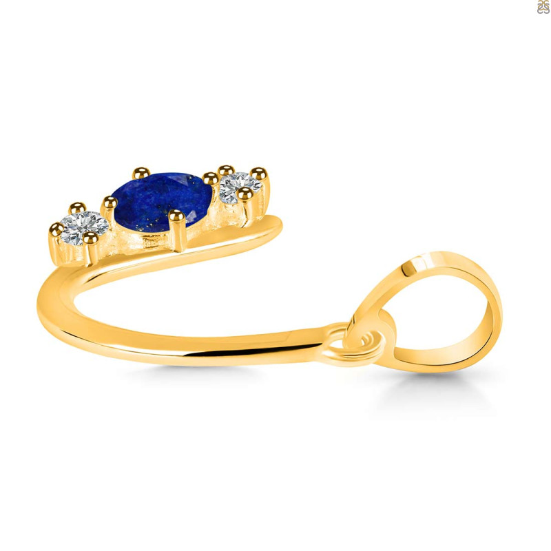 Lapis & White Topaz Alphabet U Pendant LLP-RDA-73.