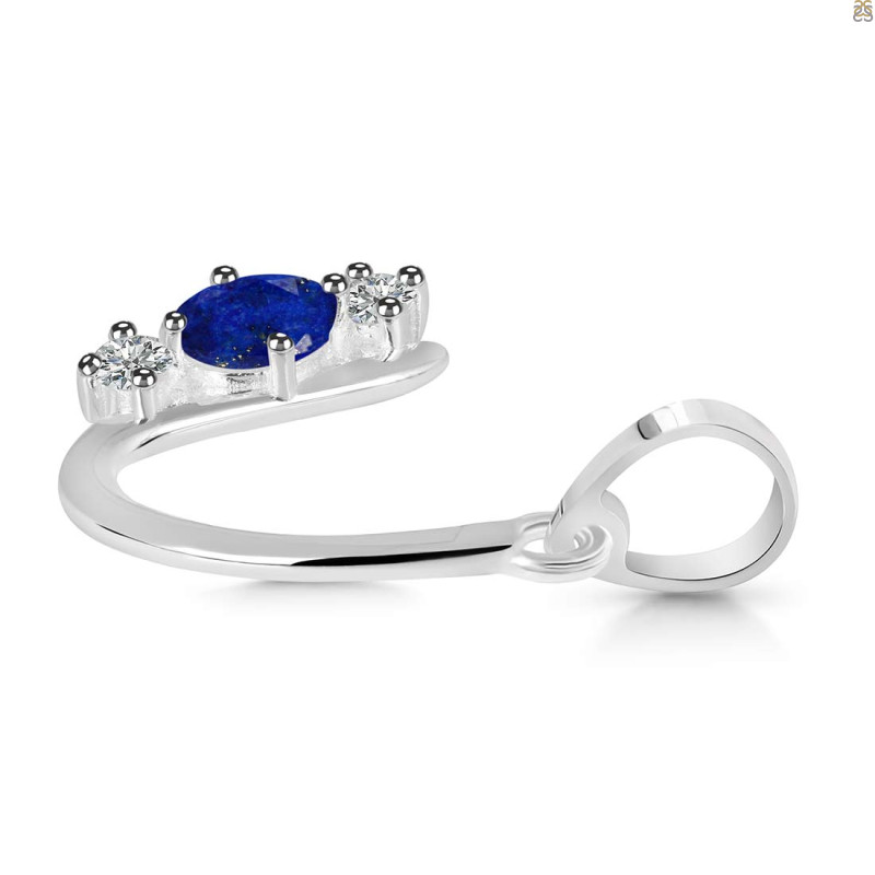 Lapis & White Topaz Alphabet U Pendant