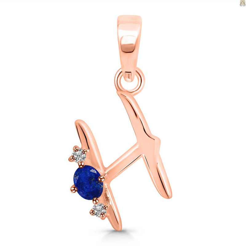 Lapis & White Topaz Alphabet H Pendant LLP-RDA-8.