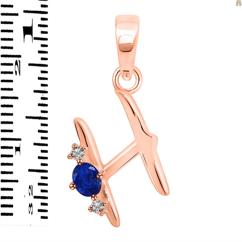 Lapis & White Topaz Alphabet H Pendant LLP-RDA-8.