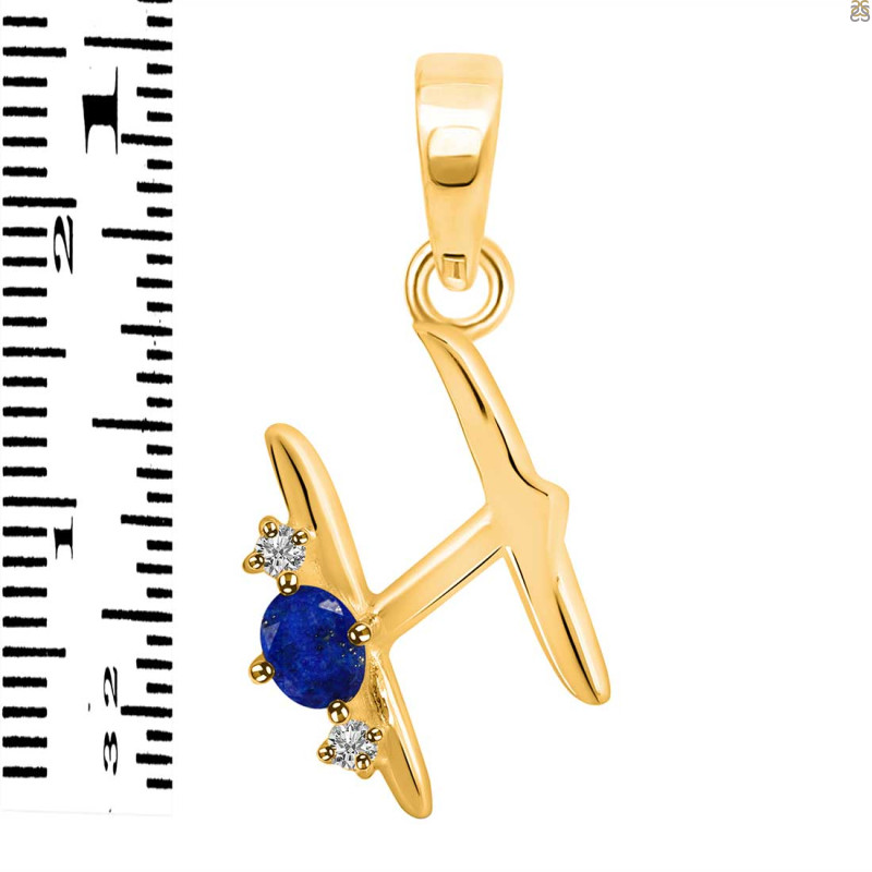 Lapis & White Topaz Alphabet H Pendant LLP-RDA-8.