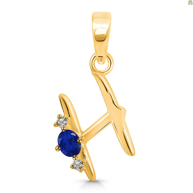 Lapis & White Topaz Alphabet H Pendant LLP-RDA-8.