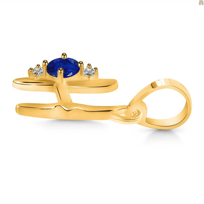 Lapis & White Topaz Alphabet H Pendant LLP-RDA-8.