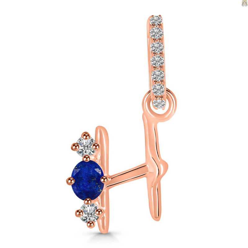 Lapis & White Topaz Alphabet H Pendant LLP-RDA-86.
