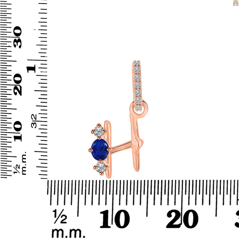 Lapis & White Topaz Alphabet H Pendant LLP-RDA-86.