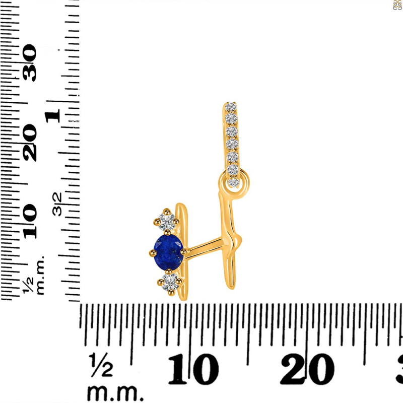 Lapis & White Topaz Alphabet H Pendant LLP-RDA-86.