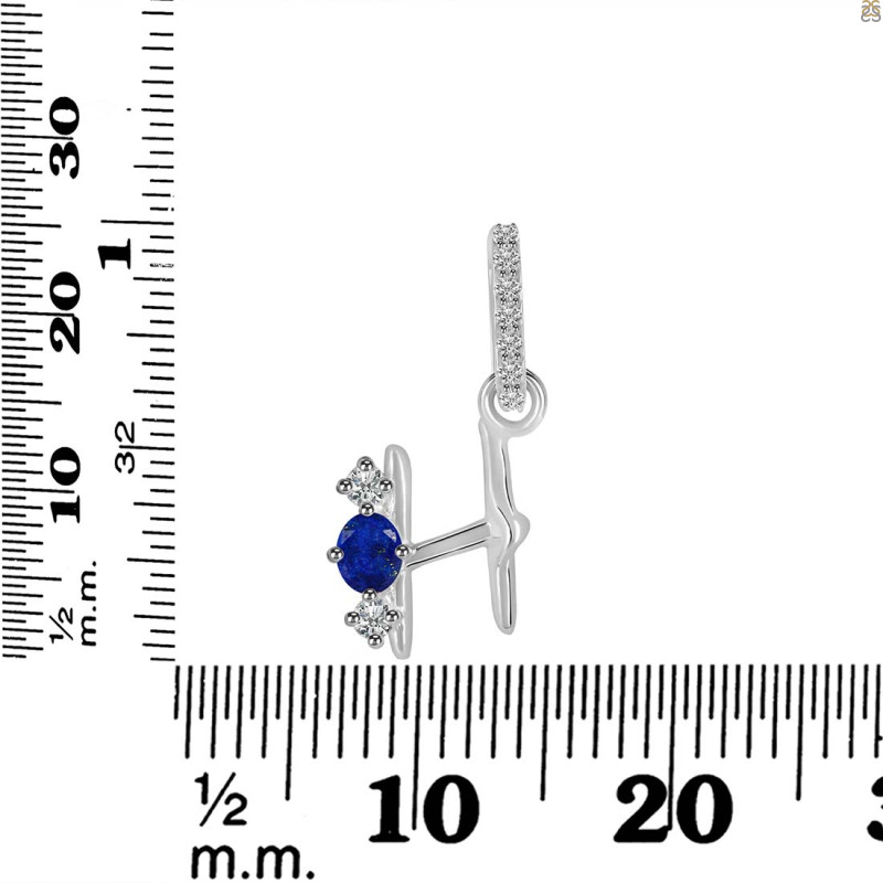 Lapis & White Topaz Alphabet H Pendant LLP-RDA-86.