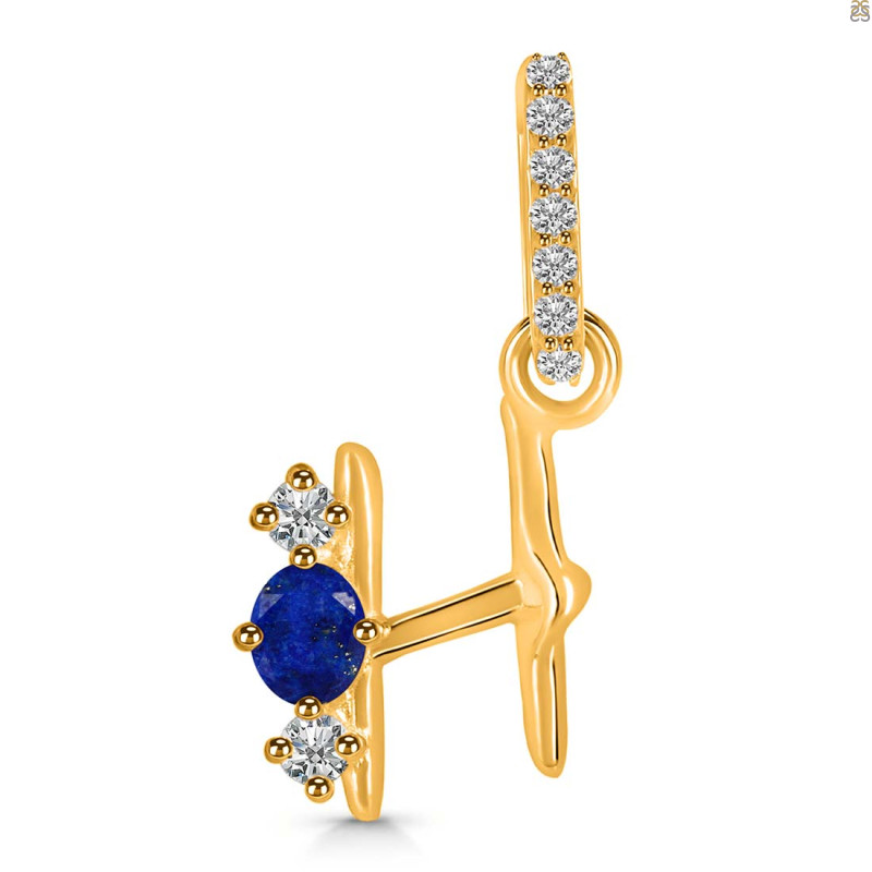 Lapis & White Topaz Alphabet H Pendant LLP-RDA-86.
