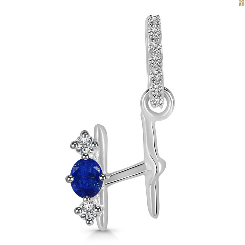 Lapis & White Topaz Alphabet H Pendant LLP-RDA-86.
