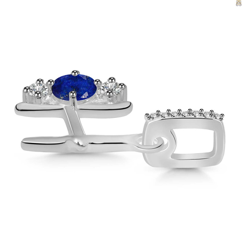 Lapis & White Topaz Alphabet H Pendant