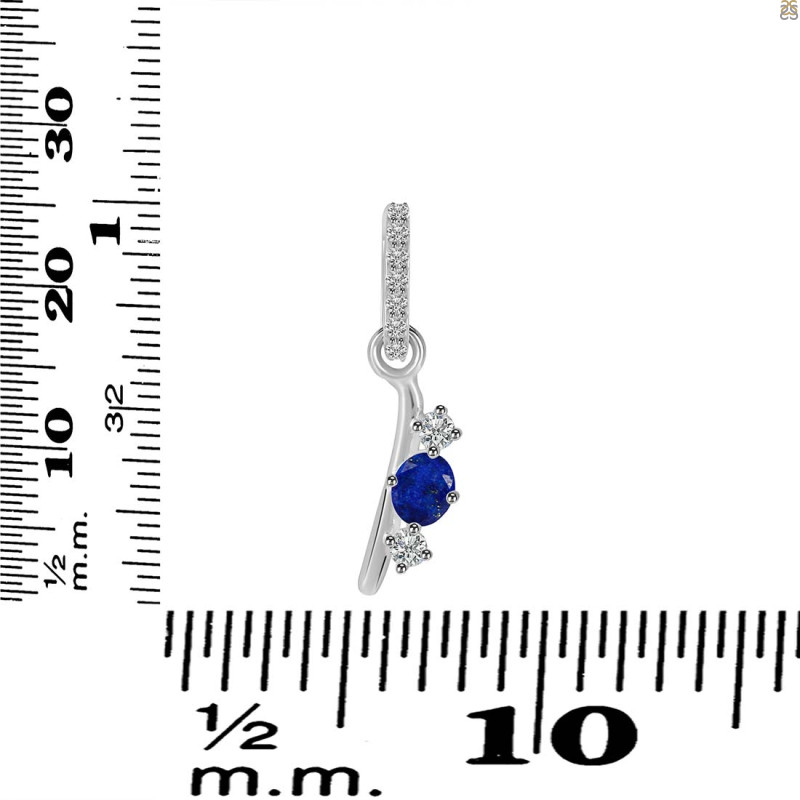 Lapis & White Topaz Alphabet I Pendant LLP-RDA-87.