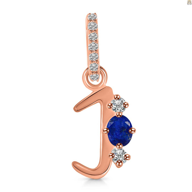 Lapis & White Topaz Alphabet J Pendant LLP-RDA-88.