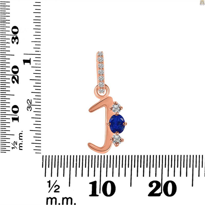 Lapis & White Topaz Alphabet J Pendant LLP-RDA-88.