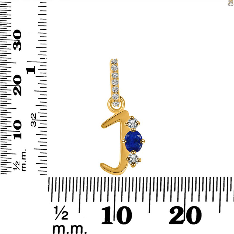 Lapis & White Topaz Alphabet J Pendant LLP-RDA-88.