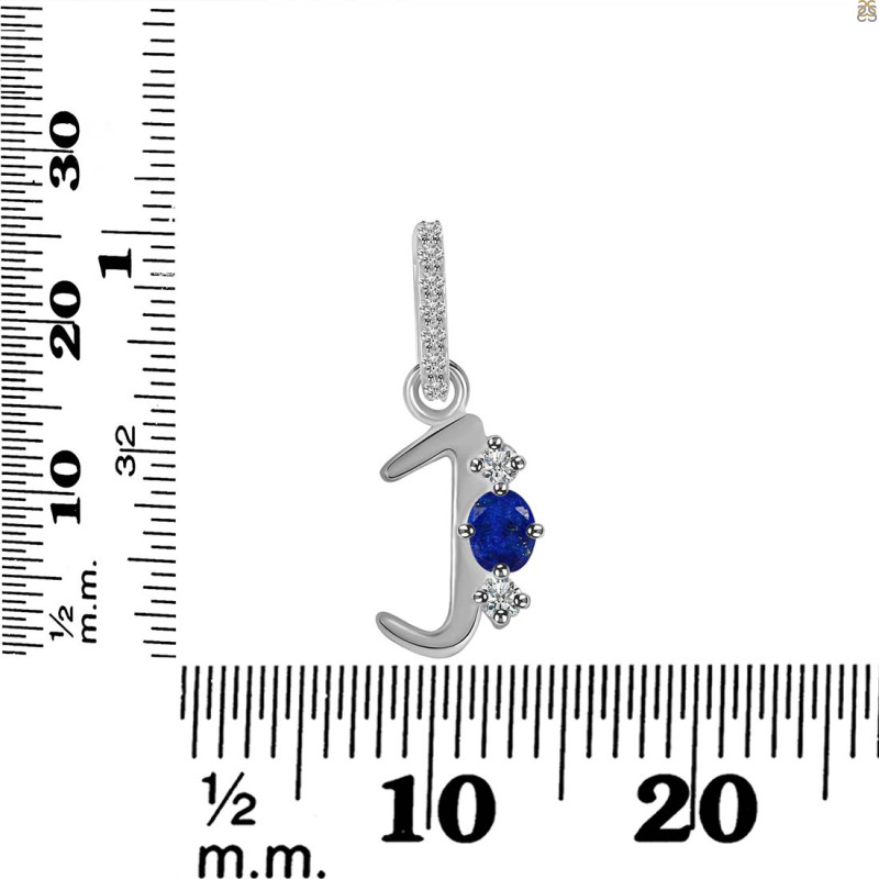 Lapis & White Topaz Alphabet J Pendant LLP-RDA-88.