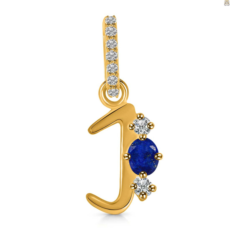 Lapis & White Topaz Alphabet J Pendant LLP-RDA-88.