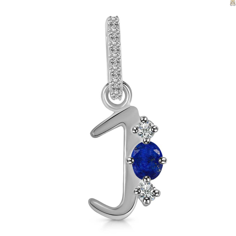 Lapis & White Topaz Alphabet J Pendant LLP-RDA-88.