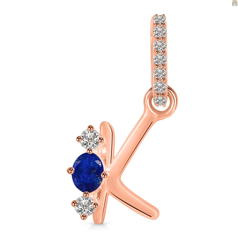Lapis & White Topaz Alphabet K Pendant LLP-RDA-89.