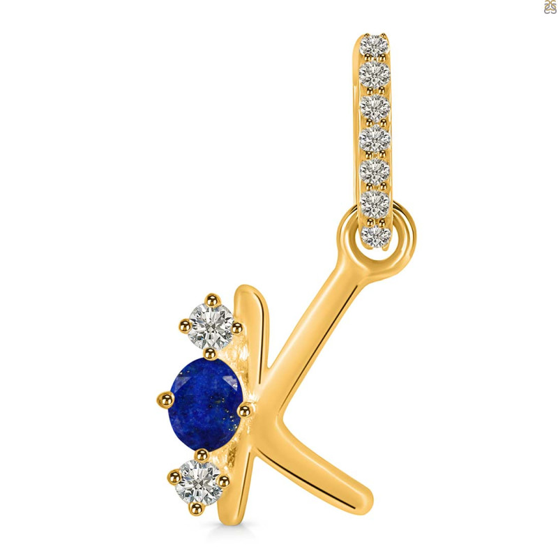 Lapis & White Topaz Alphabet K Pendant LLP-RDA-89.