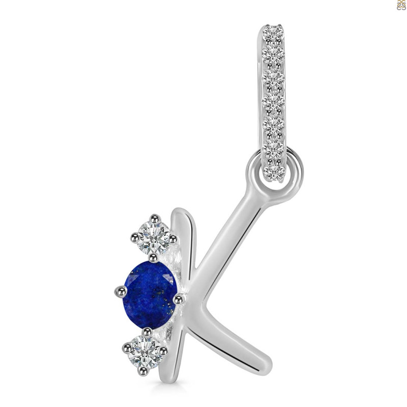 Lapis & White Topaz Alphabet K Pendant LLP-RDA-89.