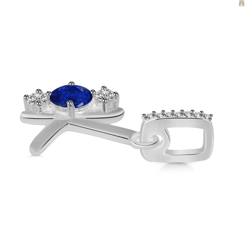 Lapis & White Topaz Alphabet K Pendant