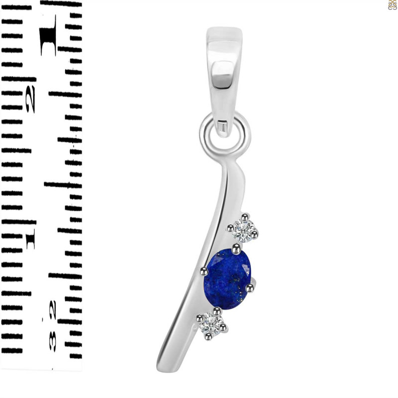 Lapis & White Topaz Alphabet I Pendant LLP-RDA-9.