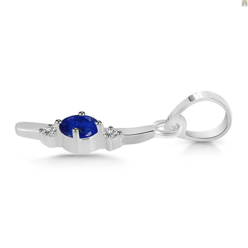 Lapis & White Topaz Alphabet I Pendant