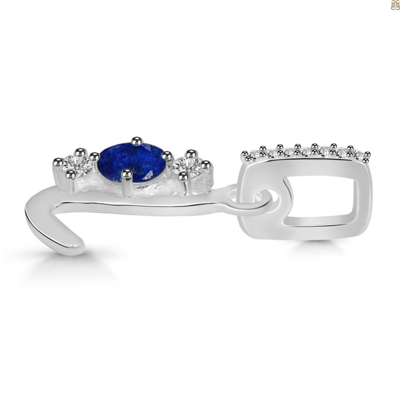 Lapis & White Topaz Alphabet L Pendant