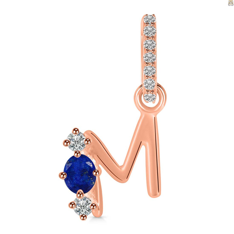 Lapis & White Topaz Alphabet M Pendant LLP-RDA-91.