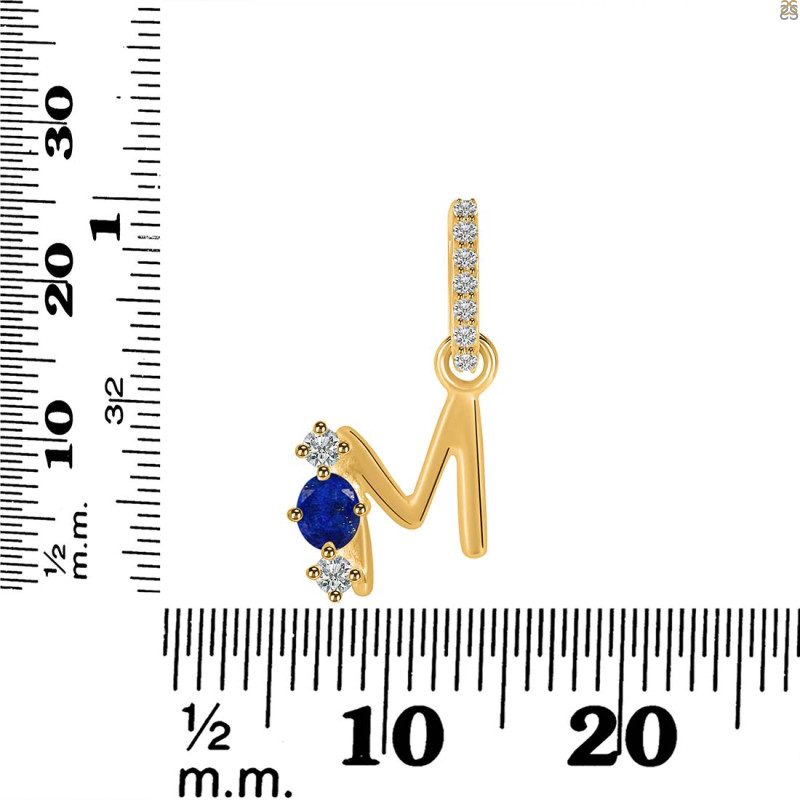 Lapis & White Topaz Alphabet M Pendant LLP-RDA-91.