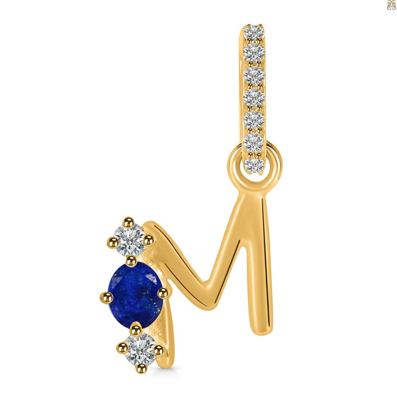 Lapis & White Topaz Alphabet M Pendant LLP-RDA-91.